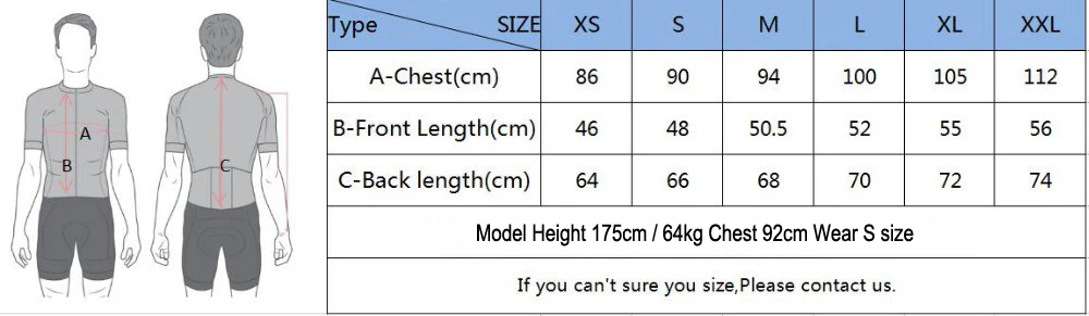 ProTeamAeroCyclingJersey-ShortSleeve-Black-SizeChart